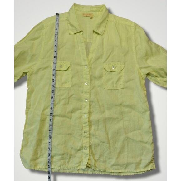 Fresh Produce 100% Linen Roll Tab Button Up Yellow Size Large - Picture 6 of 7